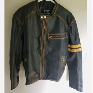 Mens sz. XL Motorcycle Biker Cafe Racer Distressed Brown Real Leather Jacket
